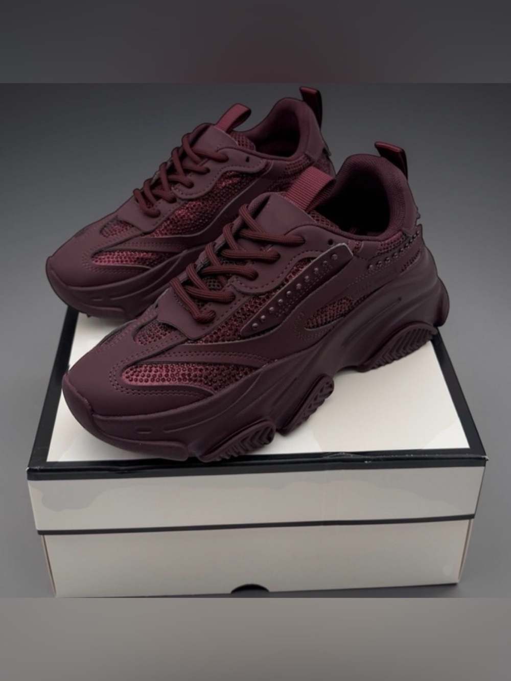 Steve Madden Burgundy Chunky Sneakers